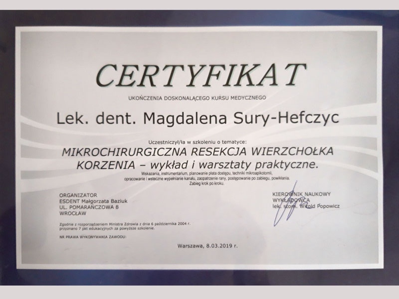 certyfikat ukończenia kursu